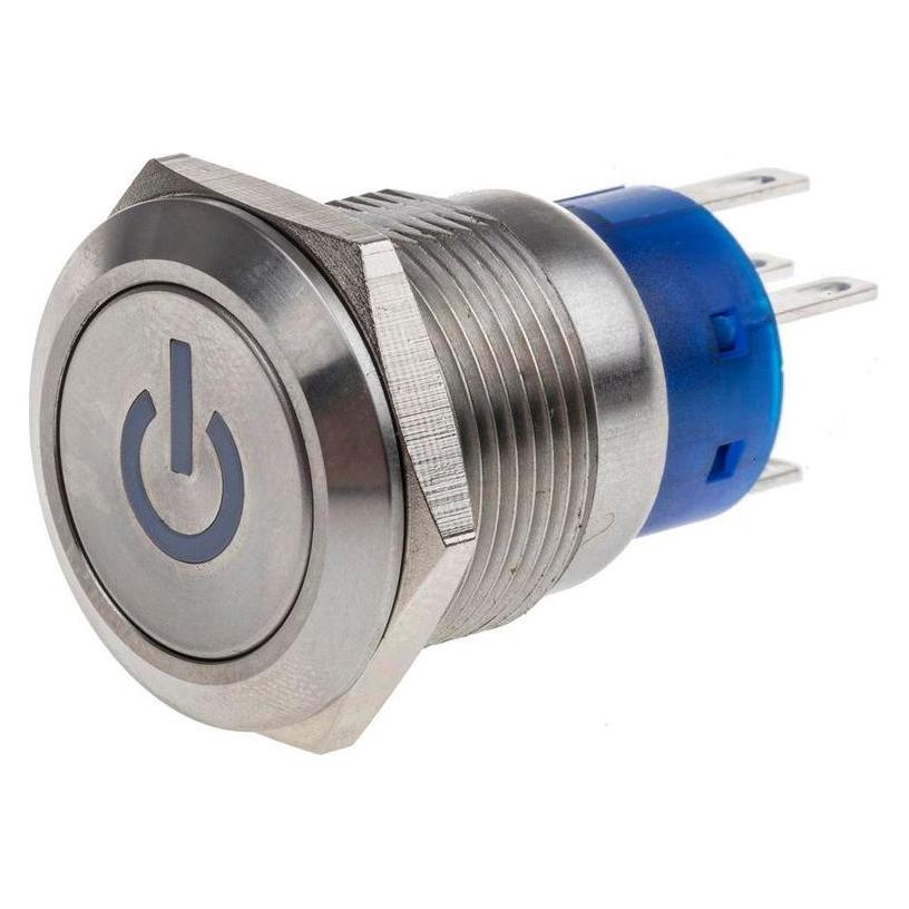 RS PRO 19mm,stainless,SPST,ltch,Pwr,Whte,24V (1113901)