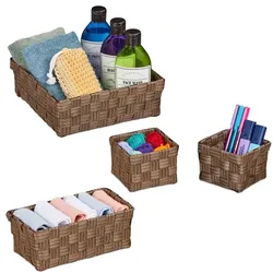 Relaxdays Aufbewahrungskorb 4er Set Braun