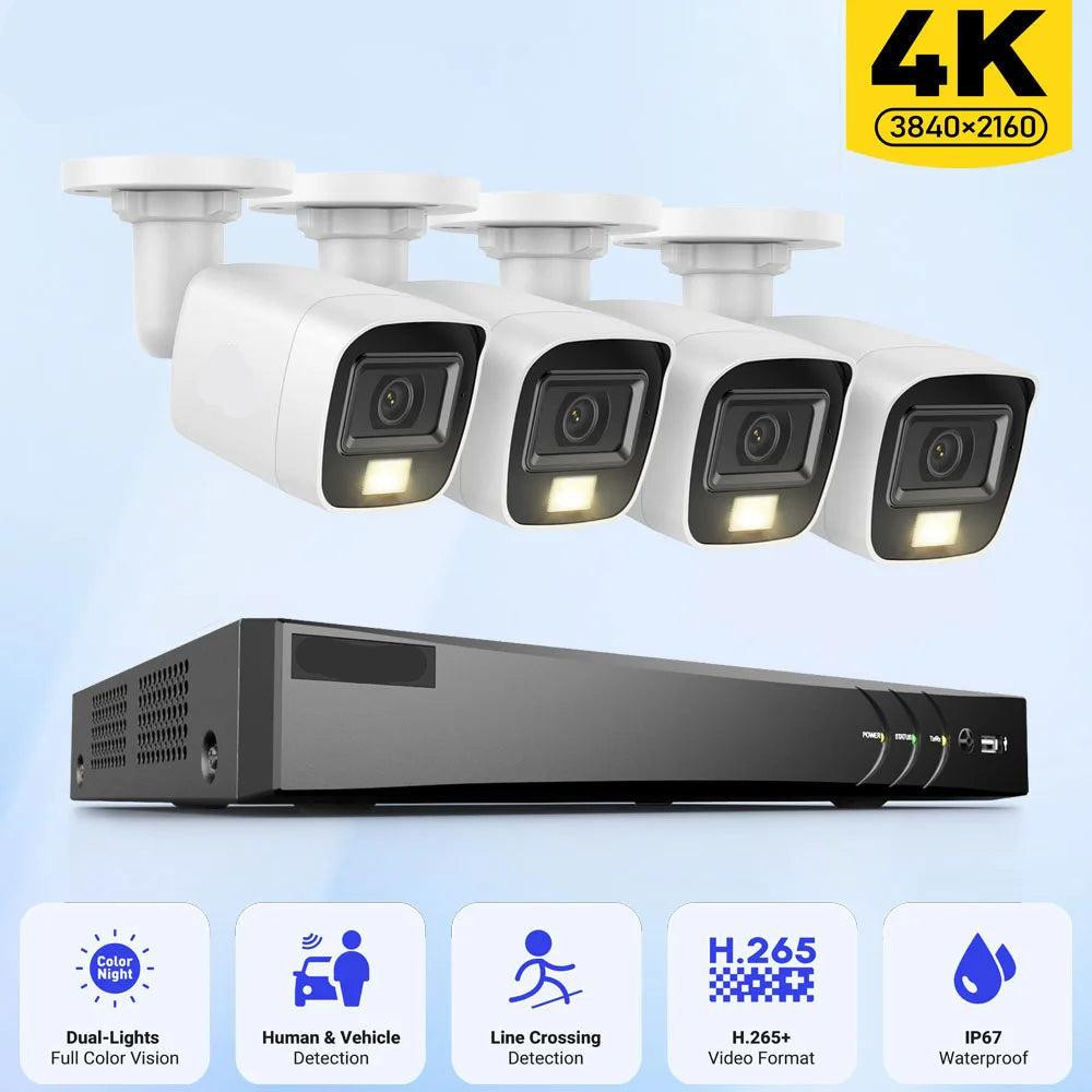 Selius 4K Beveiligingscamera Set met 4 Outdoor Bewakingscamera's