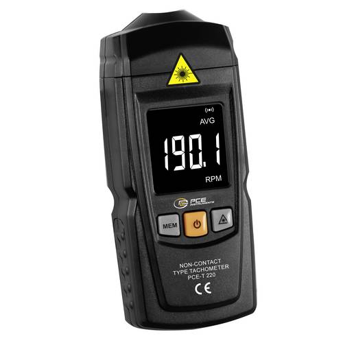 PCE Instruments Drehzahlmesser PCE-T 220 |Drehzahl optisch 2,5 .. 99999 Umdrehungen pro Minute rpm |Auflösung 0,1 rpm