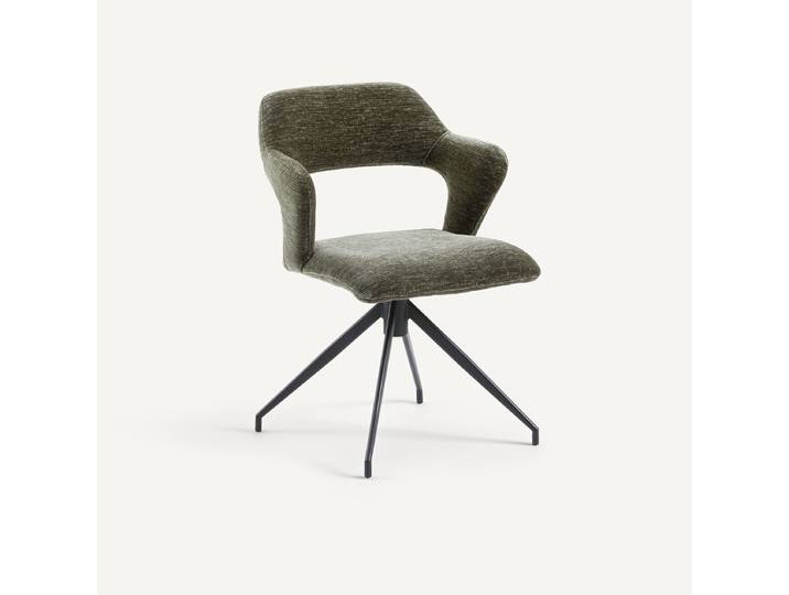 AM.PM Fauteuil de table pivotant en velours, ASYAR Vert Kaki