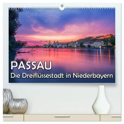Passau - Die Dreiflüssestadt (hochwertiger Premium Wandkalender 2027 DIN A2 quer), Kunstdruck in Hochglanz
