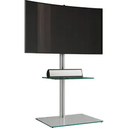 VCM TV Standfuß schwenkbar    Alumium Ständer für Fernseher 26-70 Zoll bis 40 kg   ESG-Sicherheitsglas   Maße ca. H. 100 x B. 60 x T. 45 cm   bis VESA 400x400   TV Möbel Alani Zwischenboden