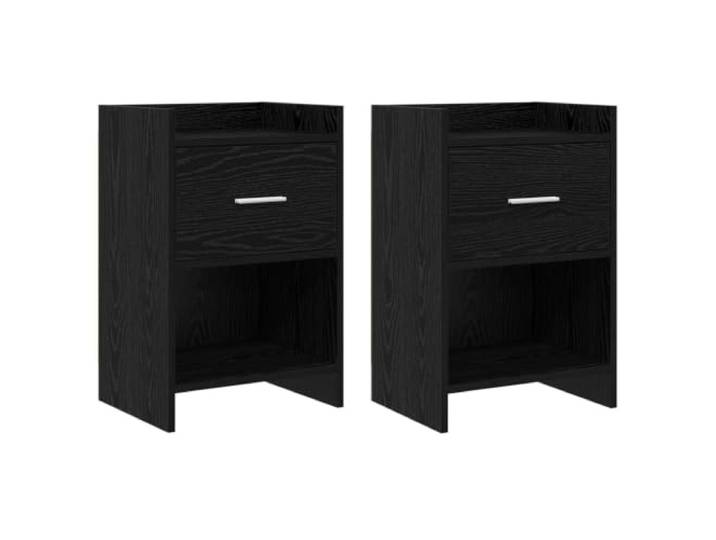GHVBNMF Nachttische 2er Set Schwarze Eiche 40x30x60 cm Holzwerkstoff Kompakte Nachtschränke für das Schlafzimmer. Bieten eine praktische Schublade und ein offenes Ablagefach für Buch und Brille.