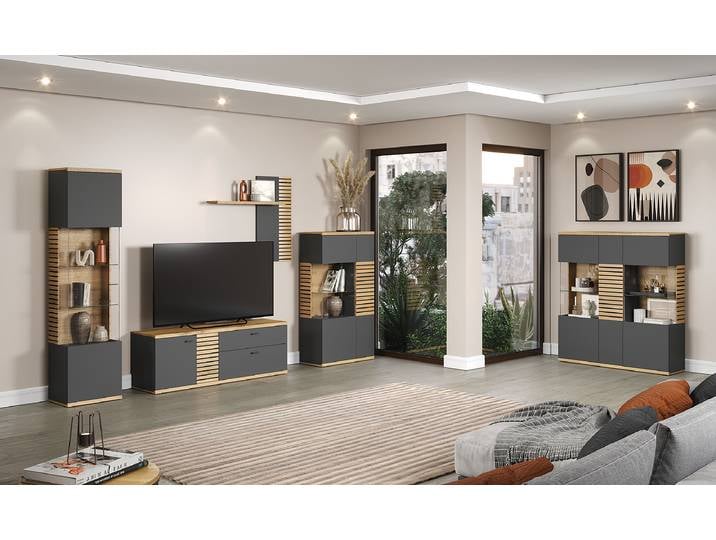 Highboard - 131 cm 131 x 147 x 38cm Braun/Grau