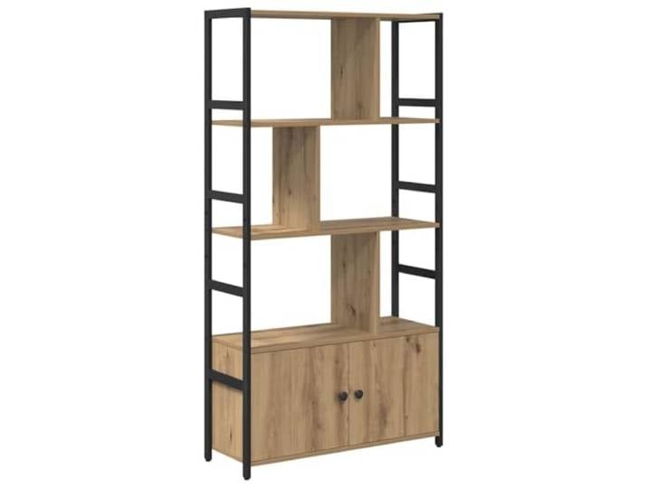 HKTMGDNG Standregal mit 2 Türen 80x30x155,5 cm Artisan-Eiche Stabiles Standregal mit 2 Türen und Fächern für Wohnzimmer, Büro oder Schlafzimmer. Hohe Tragkraft bis 60 kg.