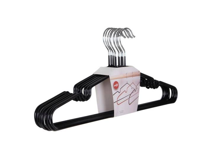 Kinderkleiderbügelset Massa Hangers, Schwarz, Silberfarben, Metall, Kunststoff, 41x18x4 cm, Garderobe, Kleiderbügel