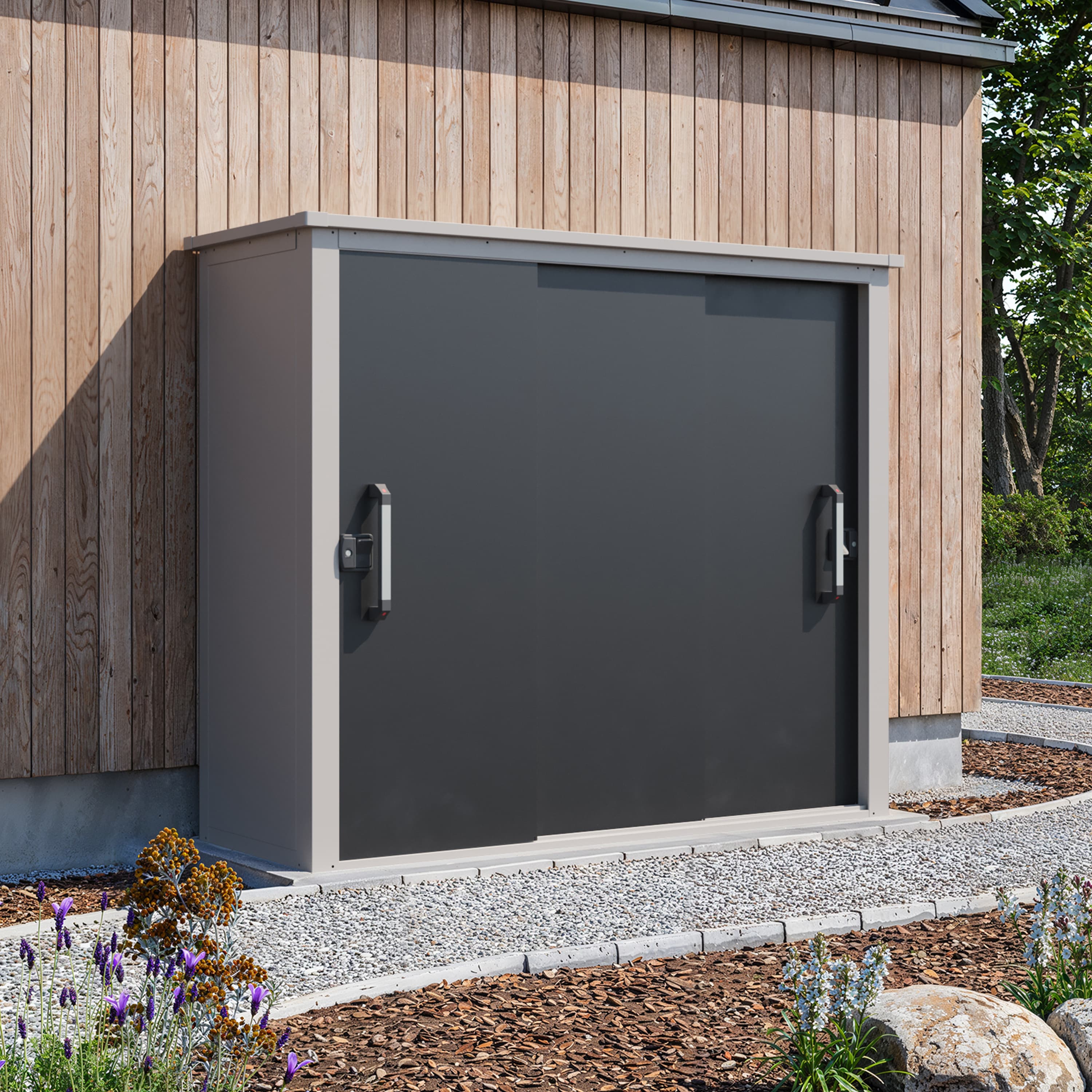 PRIMEYARD 210 x 78 cm Gartenschrank XL, Weißaluminium - (GFPV01163)