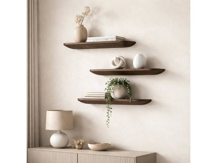 Etagère murale 60 cm (lot de 3) en bois foncé