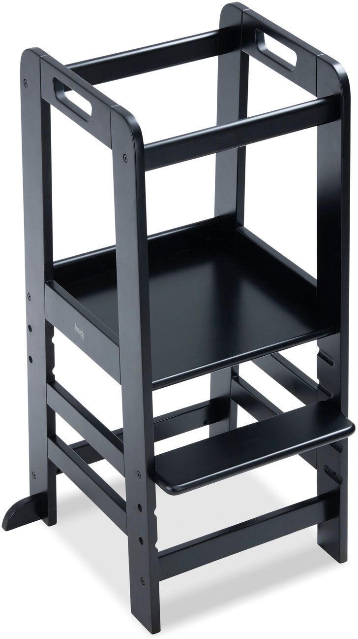 Stehhilfe HAUCK "Lernturm Learn N Explore, Black", Baby, Gr. B/H/T: 54cm x 91cm x 46cm, schwarz, Massivholz, Stahl, Stühle Stehhilfe schwarz B/H/T: 54cm x 91cm x 46cm