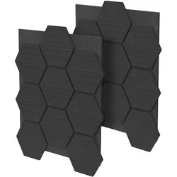 AKUSTIKPANEEL 2er Set Schallschutzplatten Hexagon Schwarz Holzoptik 66x81x2 cm aus Filz