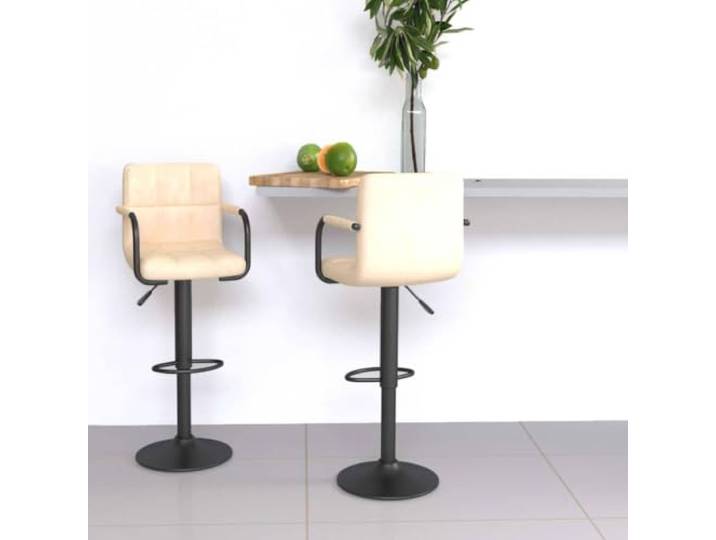 ZXQVLMRS 2er Set Barhocker, Samt-Bezug, Höhenverstellbar, Creme 360 Grad drehbar, Inklusive Fußstütze, Stabiles Stahlgestell