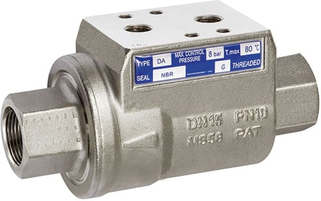 Riegler Vanne d'arrêt, commande pneu., simple effet NO, MS chromé, NBR, Rp 1/2 (351.972)