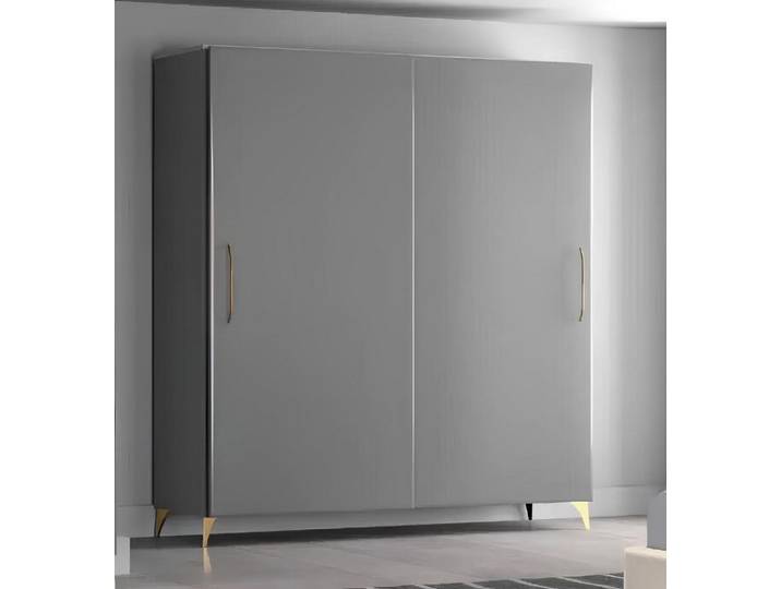 Xlmoebel Kleiderschrank Moderner grauer Holzschrank mit geräumigem Innenraum (1-St., Kleiderschrank) Hergestellt in Europa