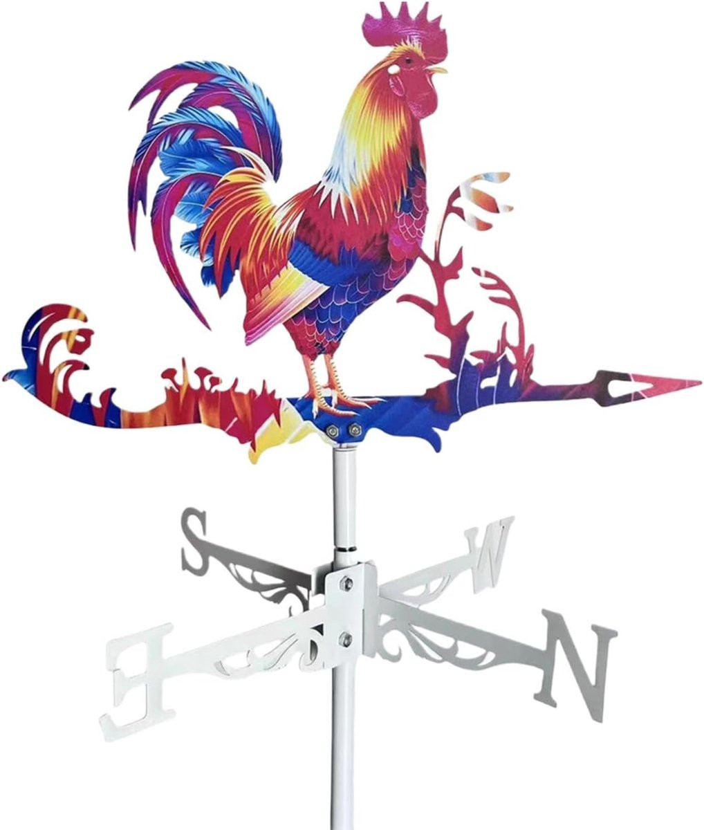 Decoratieve Weerhaan Kip - Metalen Windwijzer voor Tuindecoratie - 65 x 36 cm
