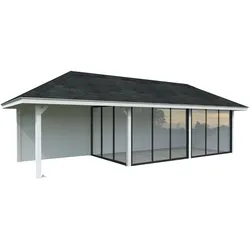 Palmako Pavillon Bianca 24,9 m2 Set 517 Slide Plus mit Isolierglas-Schiebetüren Lackierung in weiß