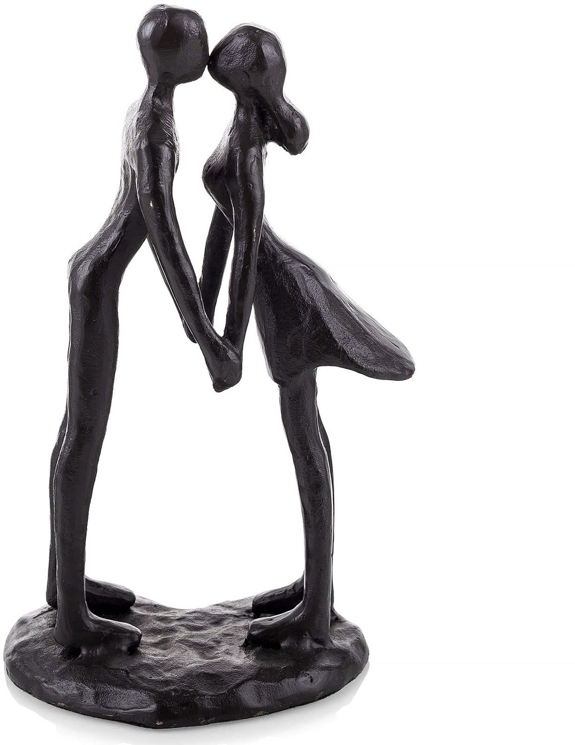 Modern decoratief gietijzeren kussend paar standbeeldje in zwart metaal voor romantische decoratie