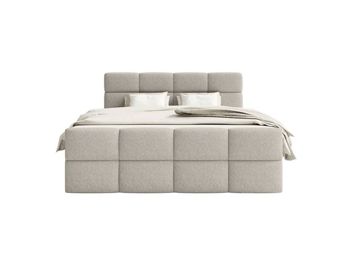Lit boxspring en tissu chenille 200x200 cm, gris