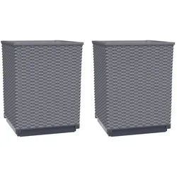 Helloshop26 - Hochbeet-Pflanzkasten für Pflanzen Blumen Garten Terrasse 2er-Set 30 x 30 x 37 cm graues Polypropylen 02_0038924