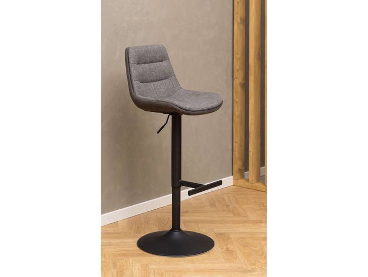 Barhocker ACTONA GROUP Adisa Barstuhl, Küchenstuhl , schwarz (anthrazit, graubraun), B:47cm H:95cm T:52,5cm, 100% Polyester, Hocker, Barhocker, Stoff, schwarzer Trompetenfuss, Gasfeder, drehbar, 2er-Set