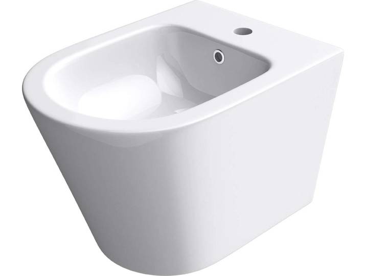 doporro Bidet Suspendu Blanc Assorti au WC Bidet Mural en Céramique pour Salle de Bains 36x48\,5x36cm Düren108
