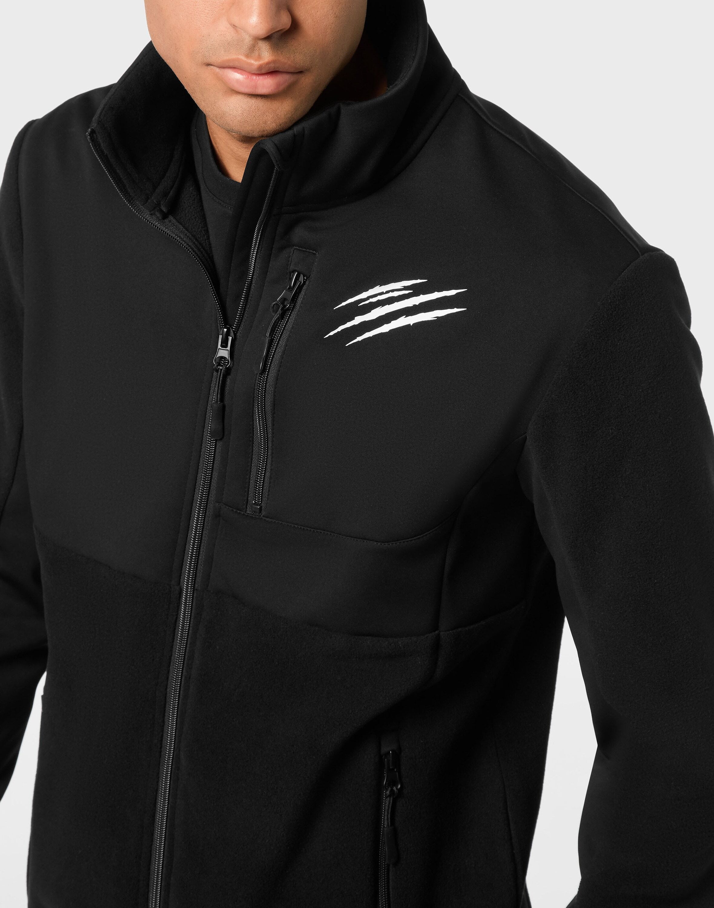 Yoga-Sweatjacke PLEIN SPORT "Sweatjacke", Herren, Gr. S, schwarz (02, schwarz), Außenmaterial: 100% Polyester, Sweatjacken