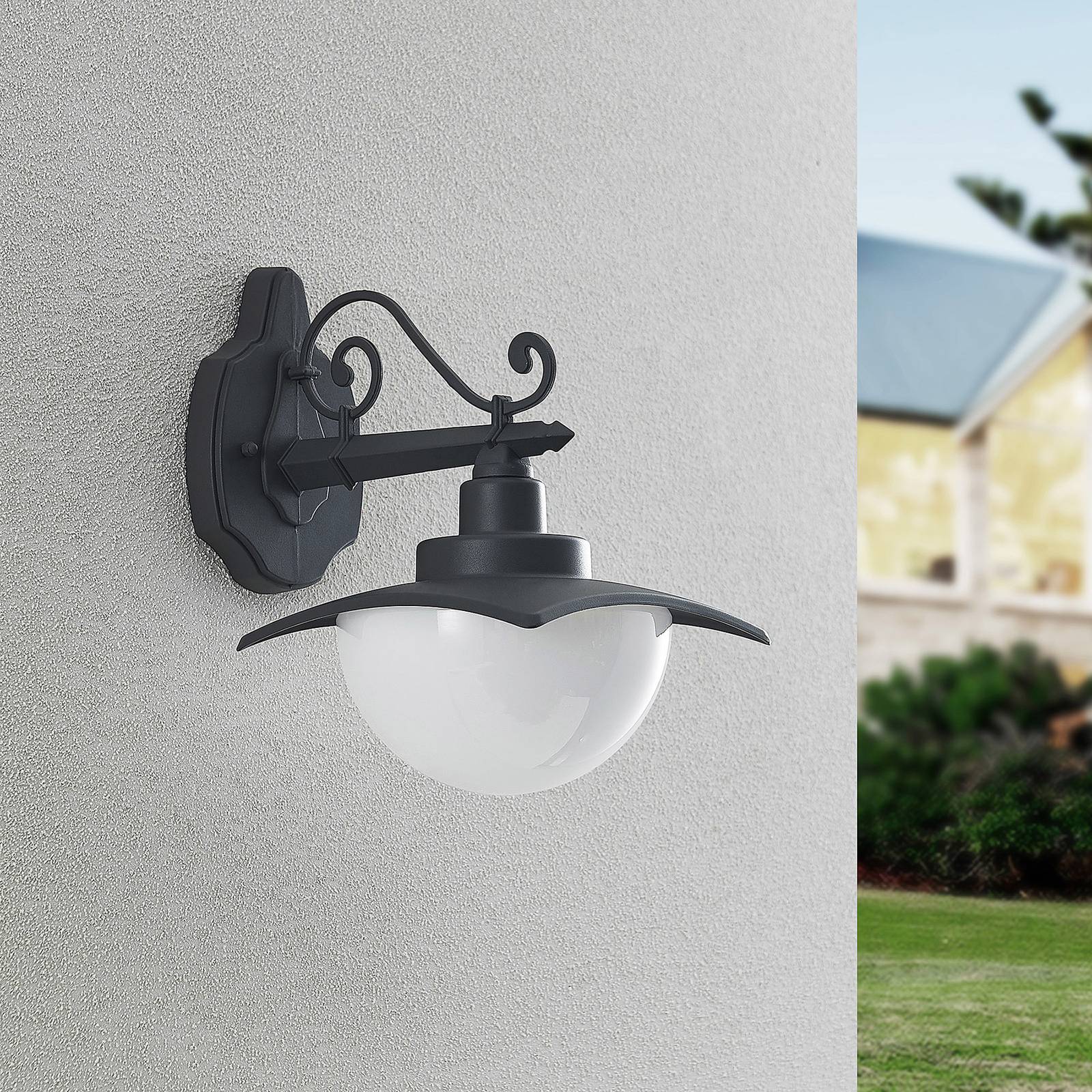 Outdoor Wall Light Elinda Lindby, dimmable, Black, Aluminium, Country House / Rustic, Outdoor Wall Light