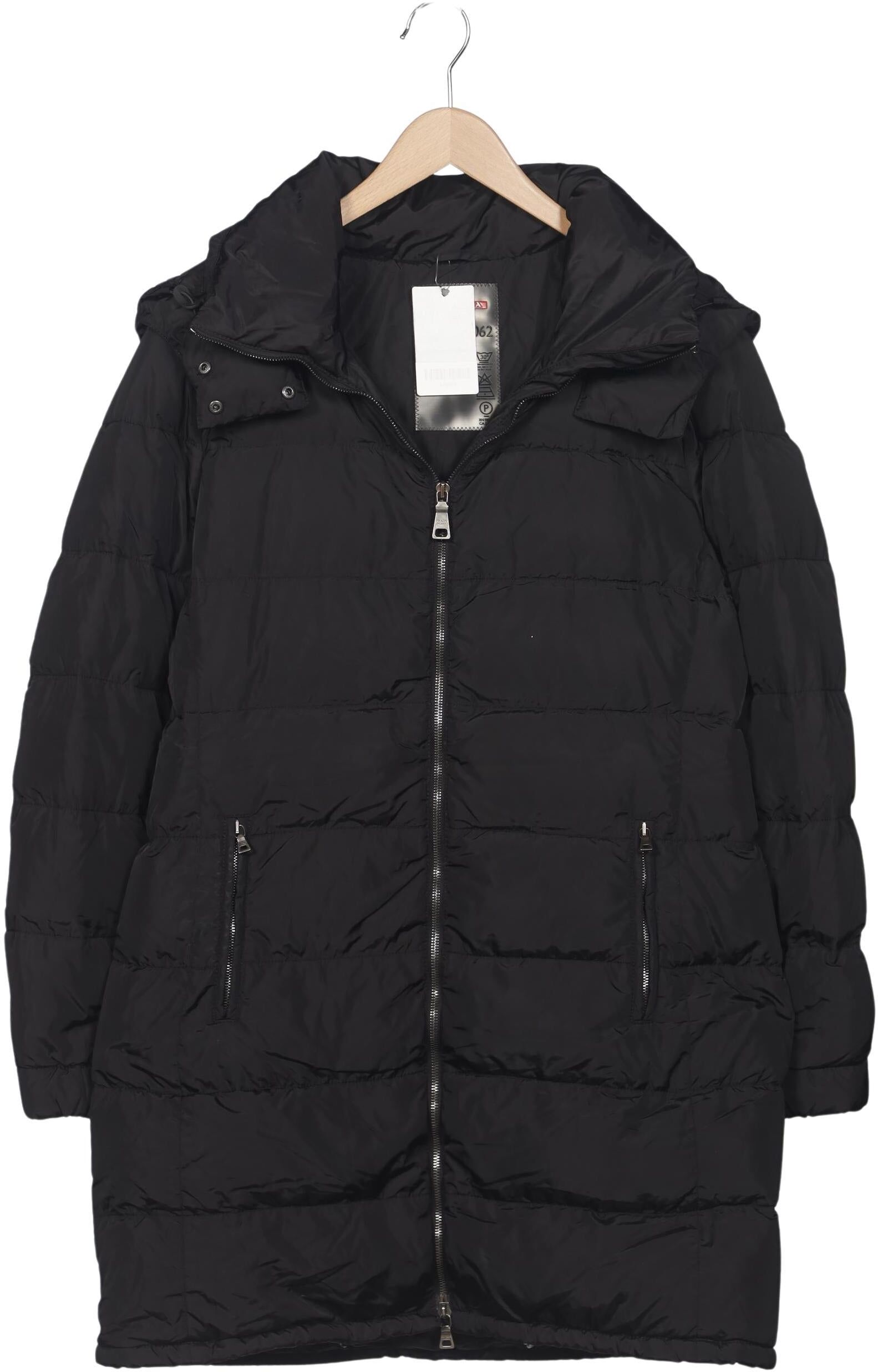 Prada Damen Mantel, Schwarz, Gr. EU 42 (IT 48), Synthetik / Daunen - Second Hand