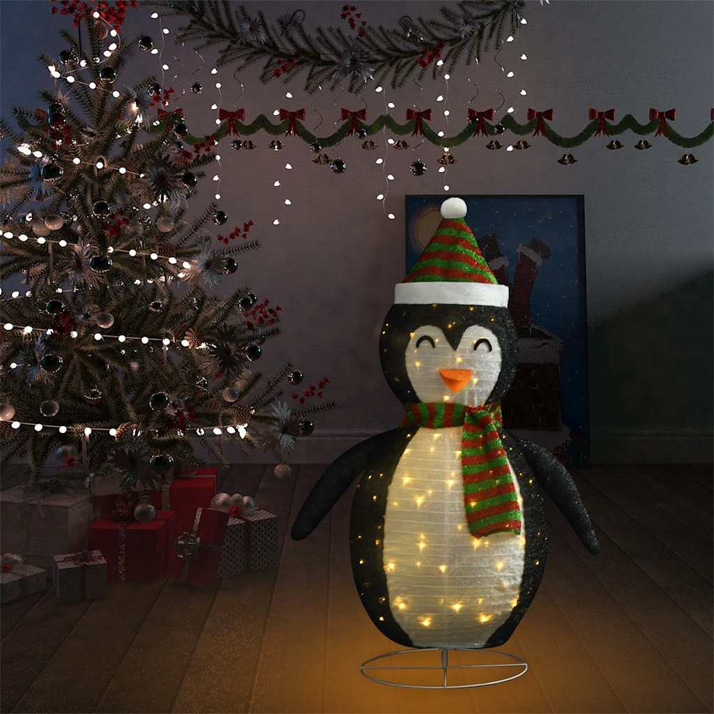 vidaXL Décoration de Noël pingouin à LED Tissu de luxe 120 cm