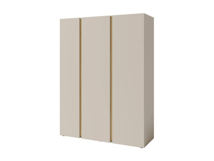 Drehtürenschrank LICO 145x195x50 cm Sandbeige, Kleiderschrank mit 3 Türen, 8 Regalböden und 2 Kleiderstangen, Moderner Stil