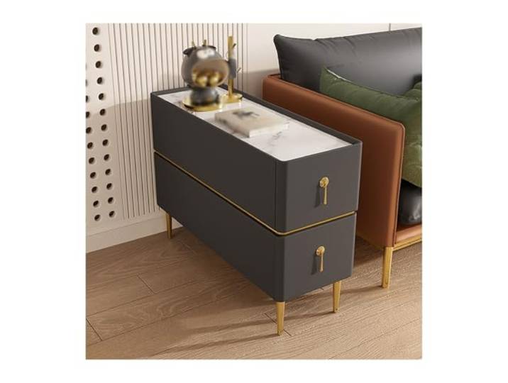 Ecklager Sofa-Sideboard, ultraschmaler kleiner Beistelltisch aus Holz Wohnzimmer-Sandwich-Sideboards aus Leder(H)