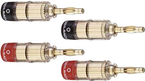 Oehlbach 3020 Lautsprecher-Steckverbinder Stecker, gerade Gold, Rot, Schwarz 4St.