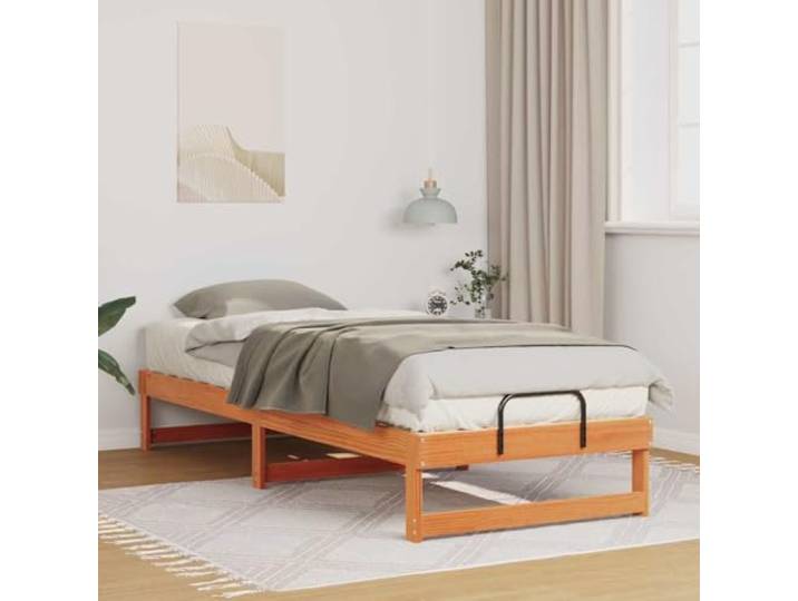 YUTAASU Bettrahmen Braun 90 x 210 cm Massives Kiefernholz Stabile Konstruktion, Natürliche Oberfläche, Warme Atmosphäre, Langlebig, Modernes Design