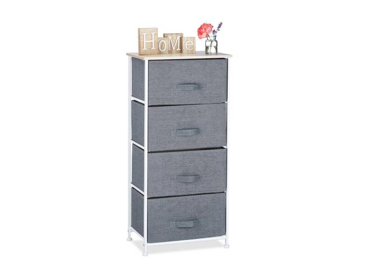 Relaxdays Regalsystem Grau Weiß 4-Schubladen, Metall, 45x95x30 cm, Freizeit & Co, Heimwerken, Werkstatteinrichtung, Werkzeugschränke
