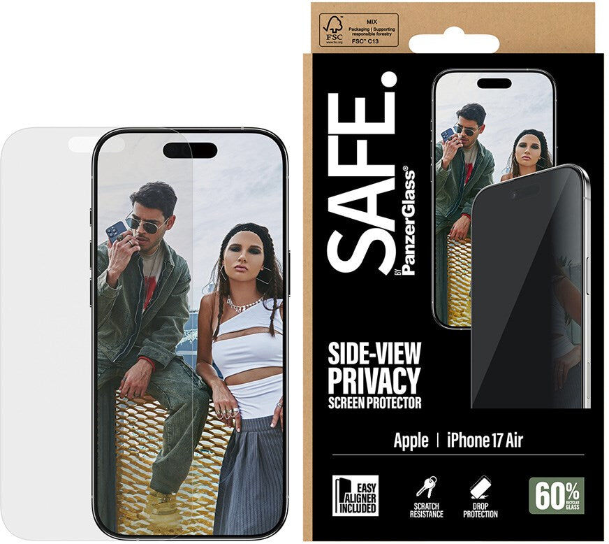 SAFE by PanzerGlass - iPhone Air - Ultra-Wide Fit Skærmbeskyttelse - Privacy Funktion - Gennemsigtig