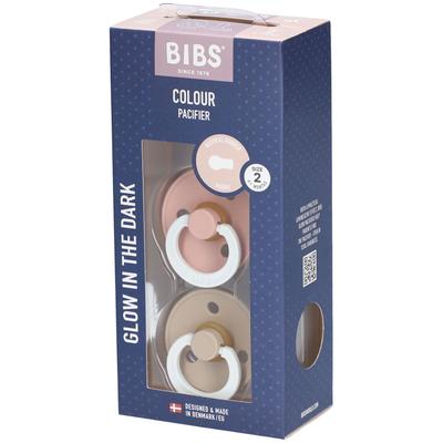 Bibs Fopspeen Latex Glow in the Dark Vanilla - Blush 6-18 Maanden 2 St Schnuller