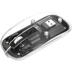 MANHATTAN Transparent Rechargeable Wireless Mouse, transparent/schwarz, USB