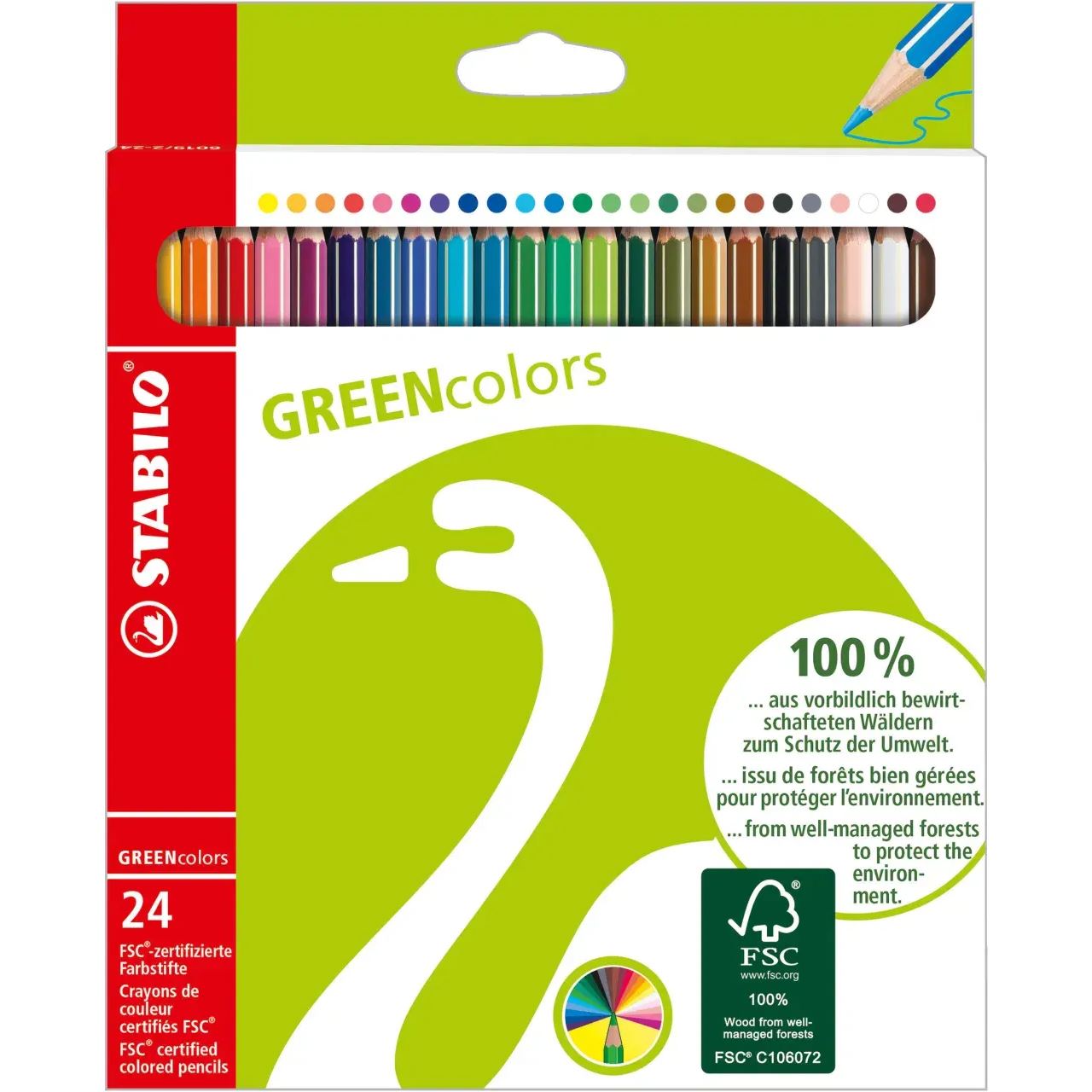 STABILO GREENcolors Buntstifte farbsortiert, 24 St.
