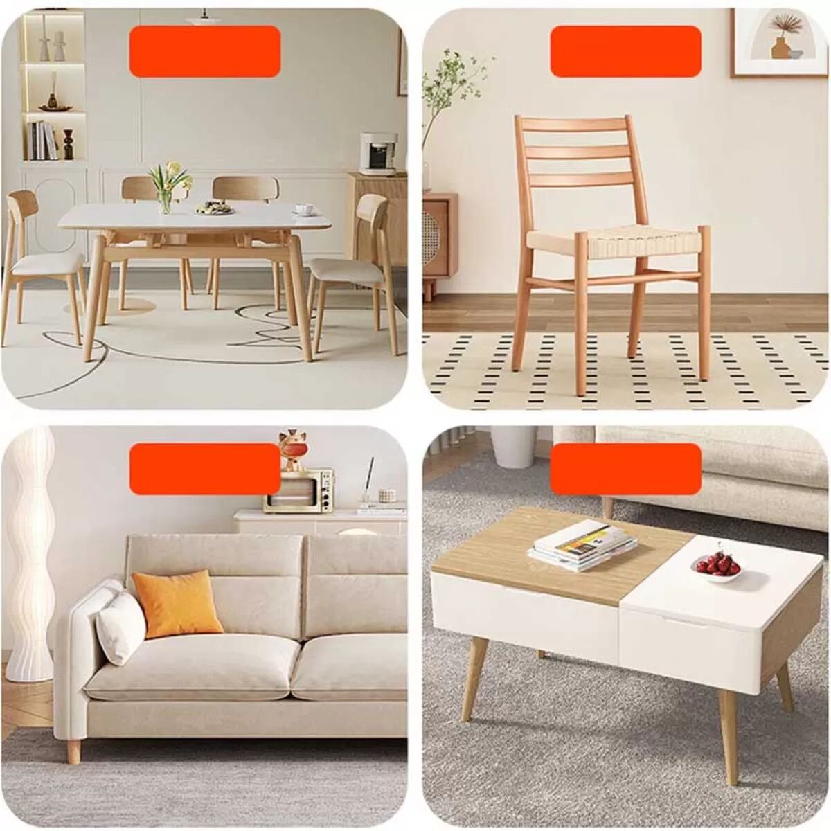 INF Quadratische transparente Stuhlbeinkappen – 2,5 cm (1 Zoll), graue Unterseite – 8er-Set