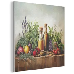 AKUSTIKBILD Stilleben - Kräuter - Gewürze - Früchte - Farbenfroh Akustikpaneele 90x90 cm