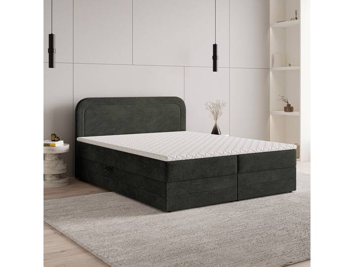 Masseno Boxspringbett ARMEL mit Bettkästen 140x200 cm - Schwarz, MONOLITH 95