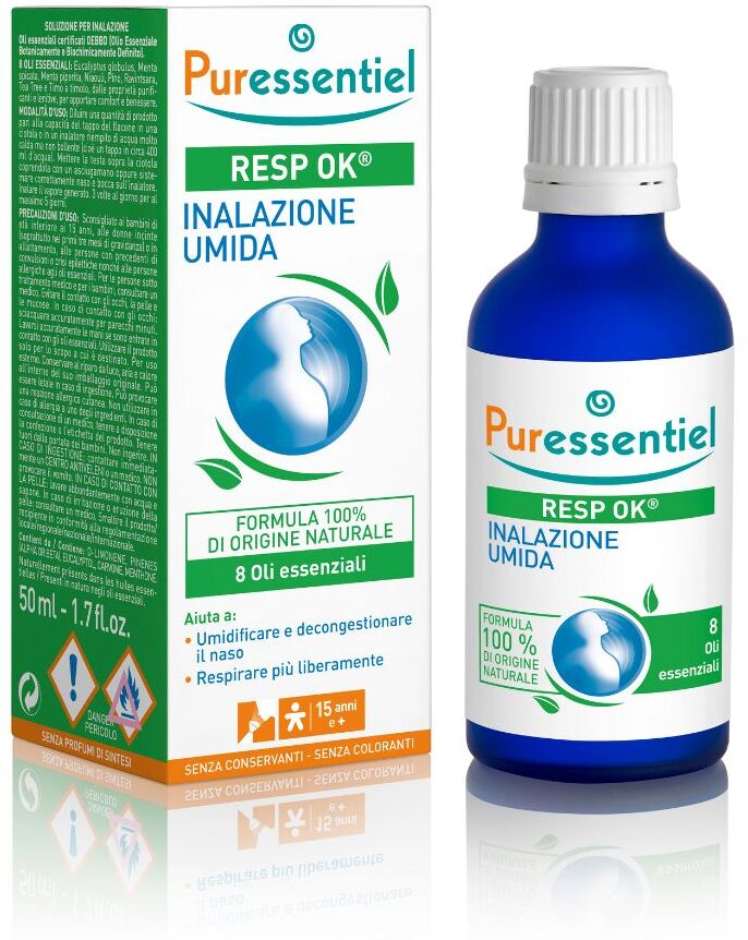 PURESSENTIEL ITALIA Srl Puressentiel Resp Ok Inalazione Umida, 50ml - Oli Essenziali per Respirazione Naturale