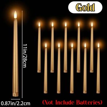 Uplift Treasures LED Flameless Flickering Taper Candles gold 96pcs