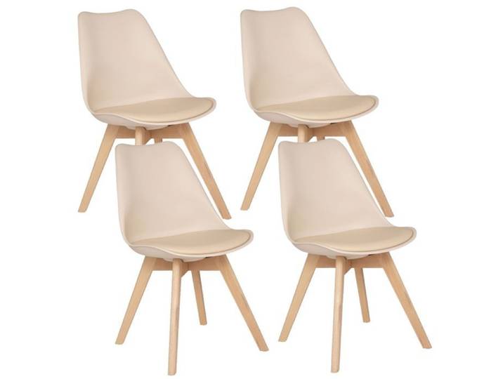 Toilinux - Lot de 4 Chaises design scandinave Baya - Beige