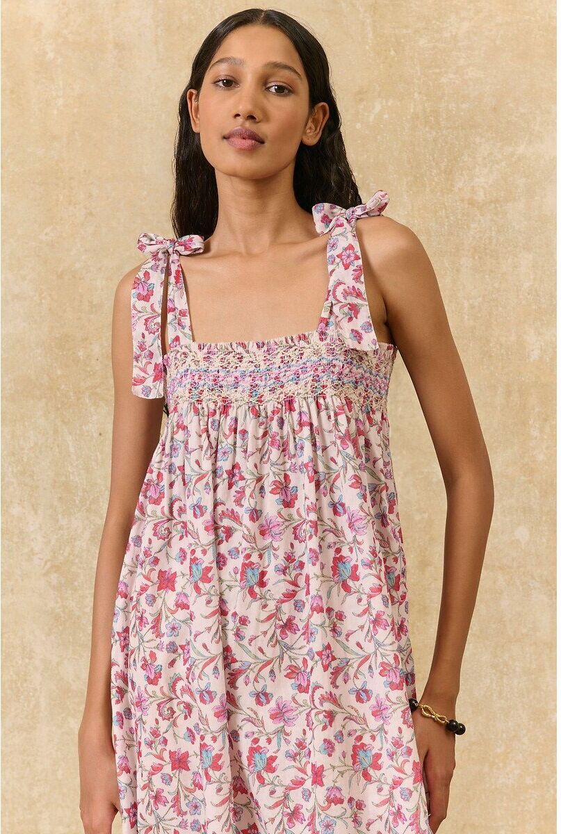 LOUISE MISHA Robe longue fleurie à bretelles nouées, MARCELETTE