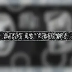 40. Geburtstag | Banner schwarz / silber