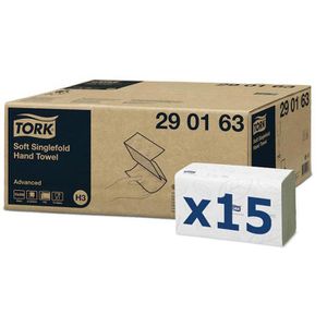 Tork Papierhandtücher Advanced, 290163, H3, 2-lagig, Zick-Zack-Falz, weiß, Recyclingpapier, 25 x 23 cm, 3750 Stück