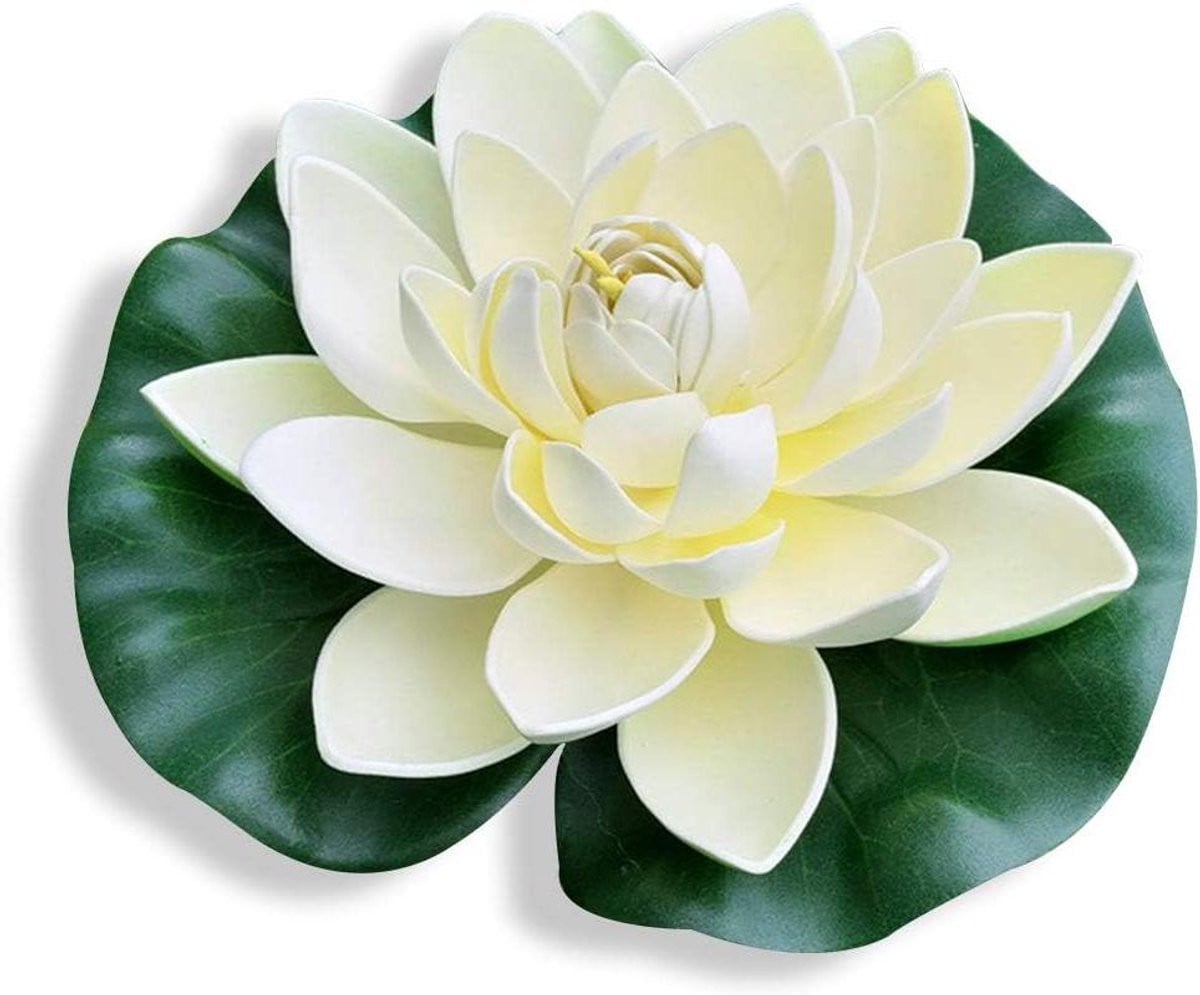Kunstmatige Lotus Bloemen Wit - Levensechte Simulatie Bloemen voor Decoratie van Waterpartijen - 18 cm
