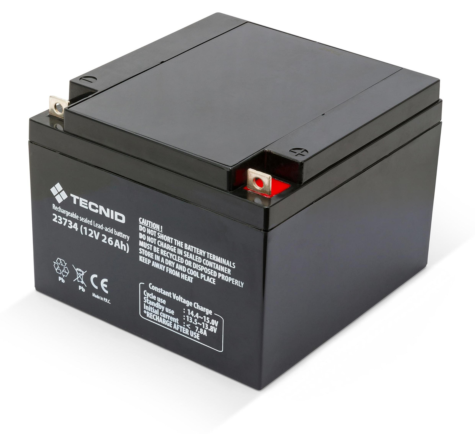 Velamp 23734 Oplaadbare Loodaccu met Faston-aansluitingen, 12 V, 26 Ah