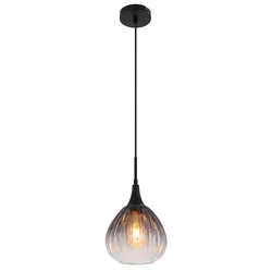 Hängelampe Esstischleuchte Pendellampe Rauchglas Wohnzimmerlampe schwarz, 1x E27, DxH 20 x 120 cm